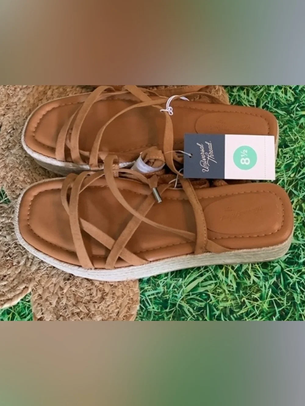 Universal Thread Tan Wrap-Tie Espadrille Platform Sandals